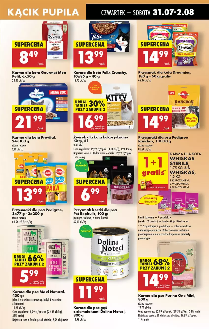 Gazetka promocyjna Biedronka - Od Czwartku - ważna 31.07 do 06.08.2025 - strona 73 - produkty: Fa, Felix, Gra, Kurczak, Pedigree, Por, Przysmak dla kota, Przysmaki, Pur, Purina, Whiskas, Wołowina