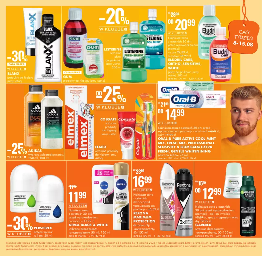 Gazetka promocyjna Super Pharm - Gazetka - ważna 08.08 do 15.08.2023 - strona 9 - produkty: Adidas, Antyperspirant, Colgate, Dezodorant, Elmex, Garnier, Lack, LG, Listerine, Nivea, Pur, Rexona