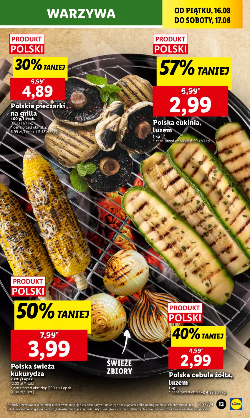 Gazetka promocyjna Lidl - GAZETKA - ważna 16.08 do 17.08.2024 - strona 17 - produkty: Cebula, Grill, Kukurydza, Piec, Warzywa