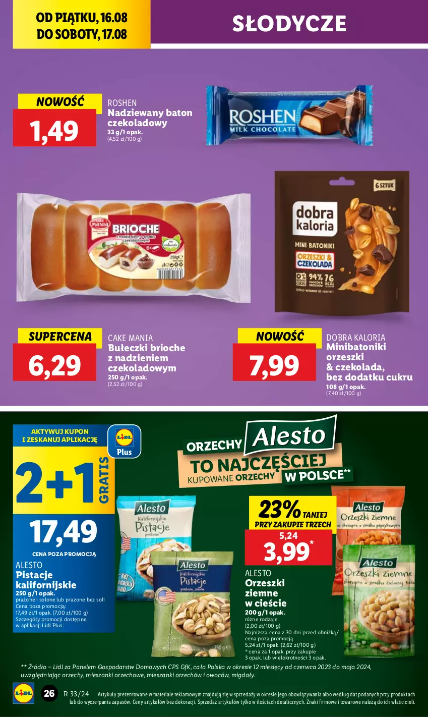 Gazetka promocyjna Lidl - GAZETKA - ważna 16.08 do 17.08.2024 - strona 32 - produkty: Baton, Bułeczki, Czekolada, Gra, Migdały, Orzeszki, Orzeszki ziemne, Pistacje, Tonik