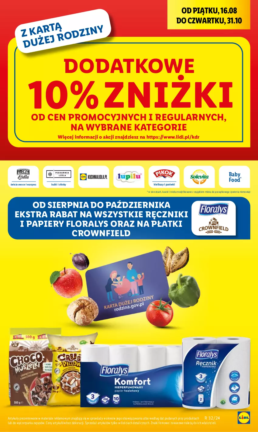 Gazetka promocyjna Lidl - GAZETKA - ważna 16.08 do 17.08.2024 - strona 43 - produkty: Chleb, Flora, Owoce, Papier, Parówki, Ręcznik, Warzywa