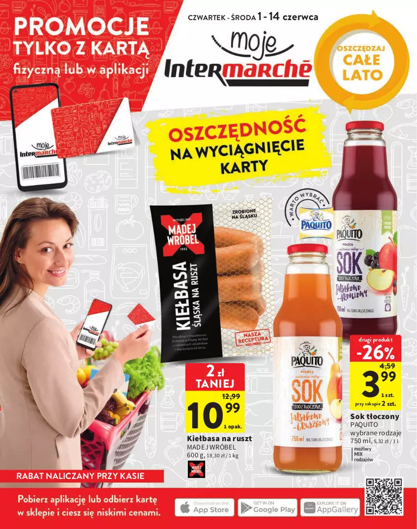 Gazetka promocyjna Intermarche - katalog - ważna 01.06 do 14.06.2023 - strona 1 - produkty: Kiełbasa, Madej Wróbel, Sok