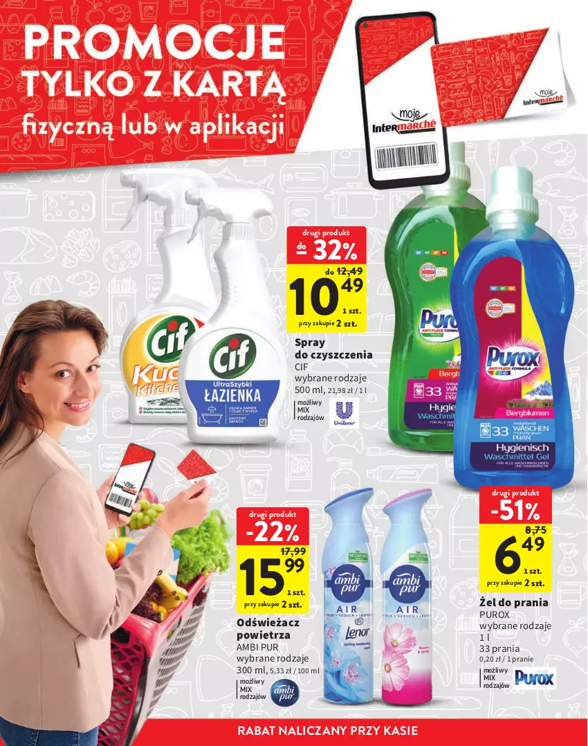 Gazetka promocyjna Intermarche - katalog - ważna 01.06 do 14.06.2023 - strona 20 - produkty: Ambi Pur, Cif, Odświeżacz powietrza, Pur, Spray do czyszczenia