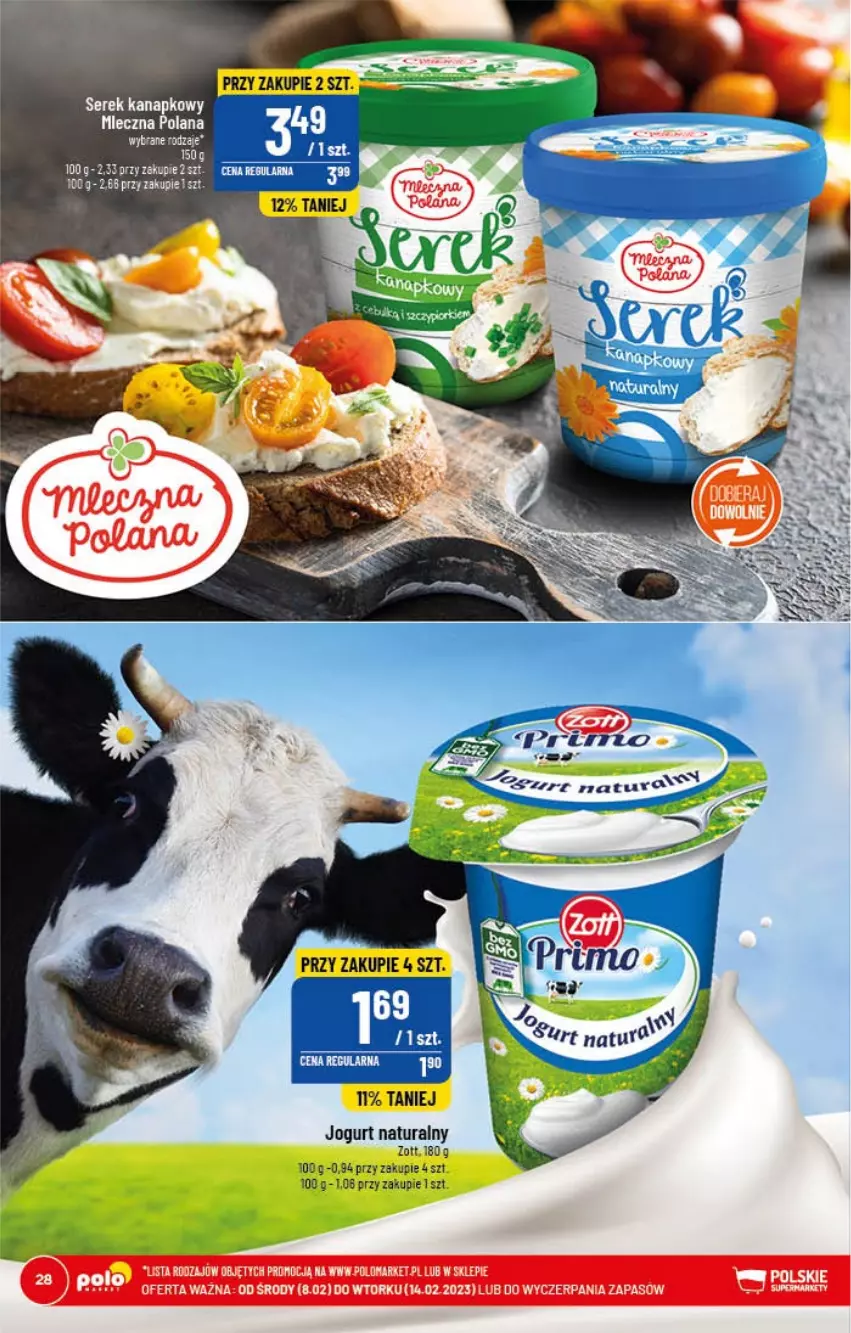 Gazetka promocyjna PoloMarket - Gazetka pomocyjna - ważna 08.02 do 14.02.2023 - strona 28 - produkty: Jogurt, Jogurt naturalny, Ser, Serek, Serek kanapkowy, Zott