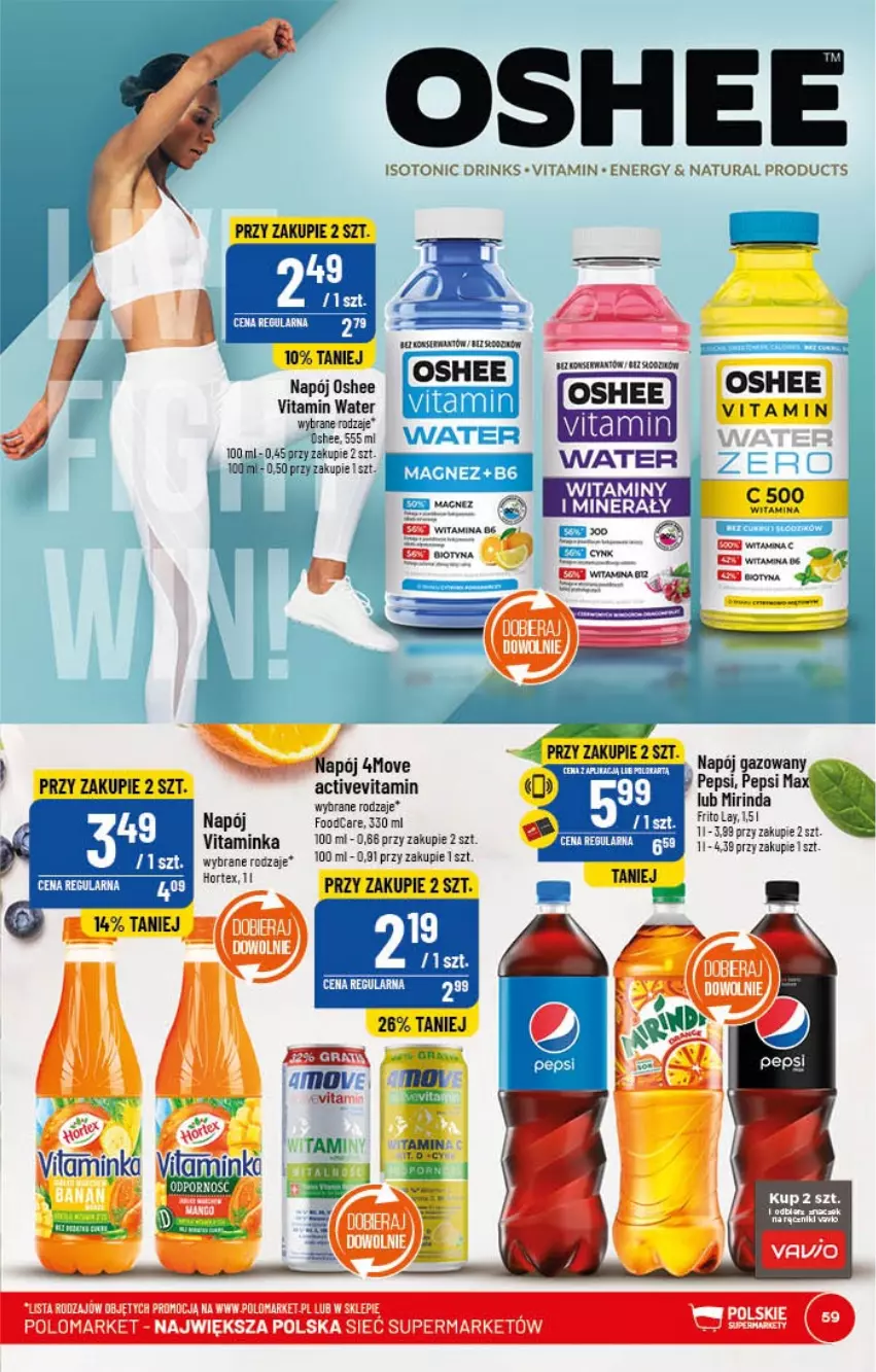 Gazetka promocyjna PoloMarket - Gazetka pomocyjna - ważna 08.02 do 14.02.2023 - strona 59 - produkty: Hortex, Inka, Mirinda, Napój, Napój gazowany, Oshee, Pepsi