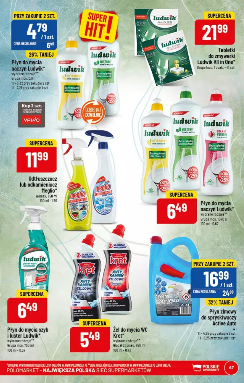 Gazetka promocyjna PoloMarket - Gazetka pomocyjna - ważna 08.02 do 14.02.2023 - strona 67 - produkty: Cytryny, Do mycia naczyń, Kret, Ludwik, Odkamieniacz, Odtłuszczacz, Płyn do mycia, Płyn do mycia naczyń, Płyn zimowy, Tablet, Tabletki do zmywarki, Zmywarki