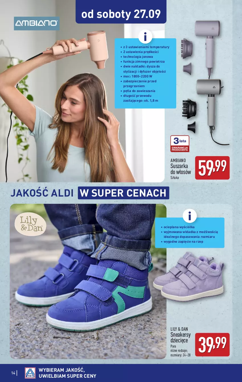 Gazetka promocyjna Aldi - Artykuły przemysłowe i tekstylia - ważna 22.09 do 27.09.2025 - strona 14 - produkty: Dzieci, LANA, Piec, Sneakersy, Suszarka