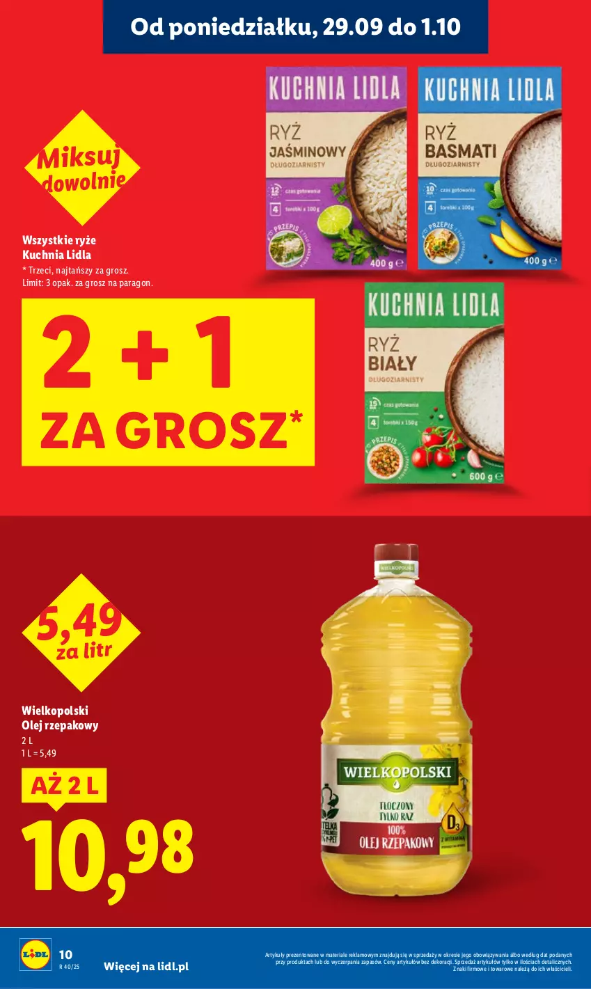 Gazetka promocyjna Lidl - GAZETKA - ważna 29.09 do 01.10.2025 - strona 10 - produkty: Kuchnia, Olej, Olej rzepakowy, Ryż