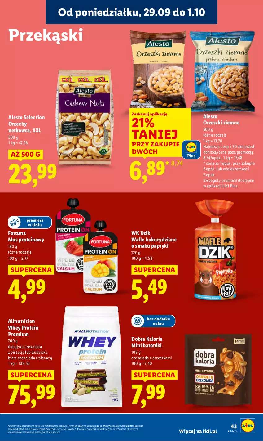 Gazetka promocyjna Lidl - GAZETKA - ważna 29.09 do 01.10.2025 - strona 49 - produkty: Baton, Czekolada, Fortuna, Mus, Orzeszki, Orzeszki ziemne, Tonik, Wafle