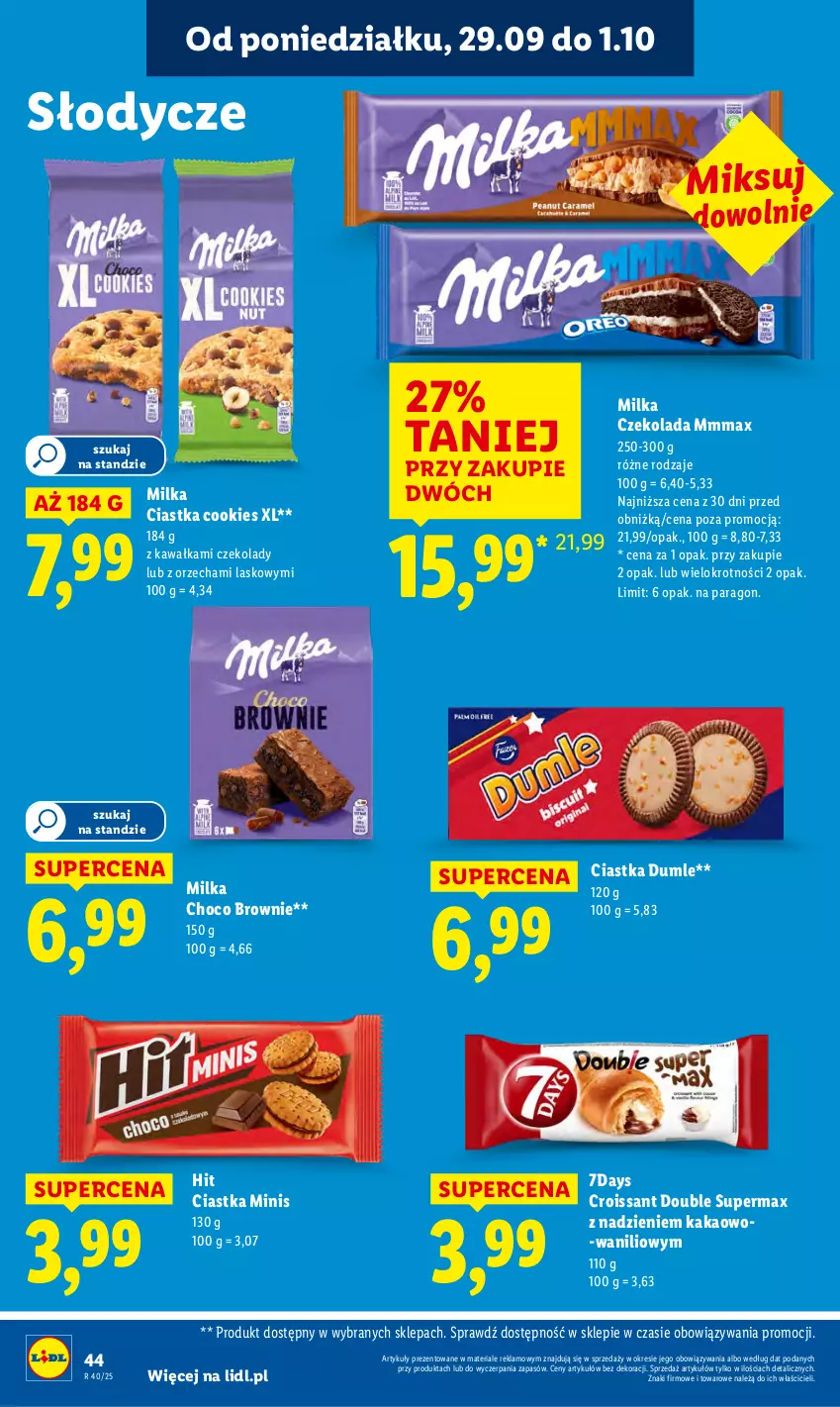 Gazetka promocyjna Lidl - GAZETKA - ważna 29.09 do 01.10.2025 - strona 50 - produkty: Brownie, Ciastka, Croissant, Czekolada, Kakao, Kawa, Milka