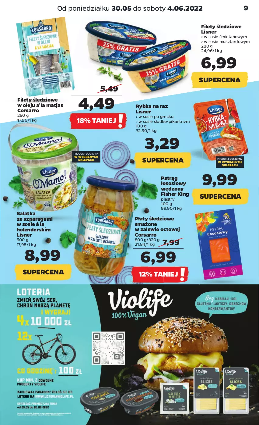 Gazetka promocyjna Netto - Gazetka spożywcza - ważna 30.05 do 04.06.2022 - strona 9 - produkty: Lisner, Matjas, Mus, Olej, Płaty śledziowe, Pstrąg, Pstrąg łososiowy, Rybka na raz, Sałat, Sałatka, Sos