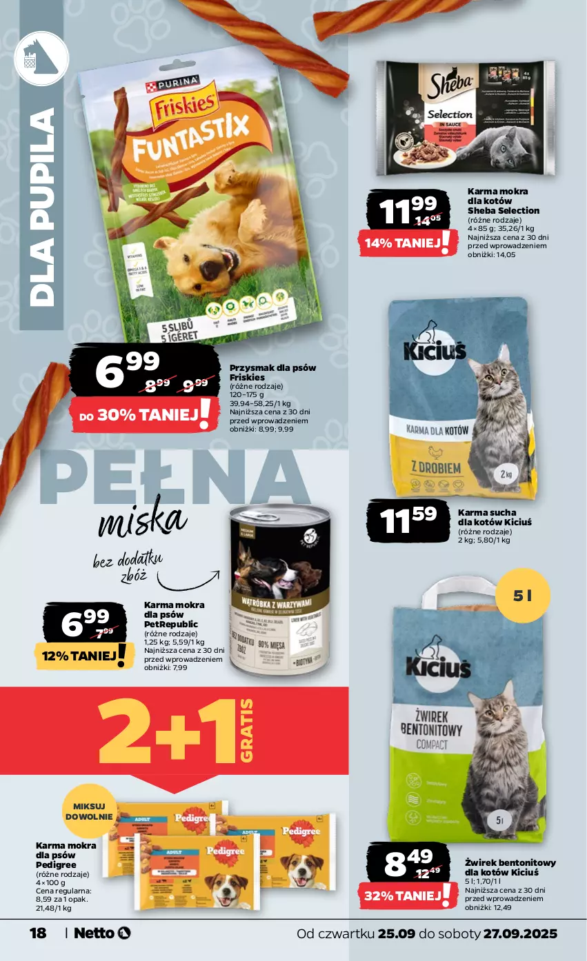Gazetka promocyjna Netto - Od Czwartku - ważna 25.09 do 27.09.2025 - strona 18 - produkty: Friskies, Gra, Karma mokra dla kotów, Miska, Pedigree, Sheba