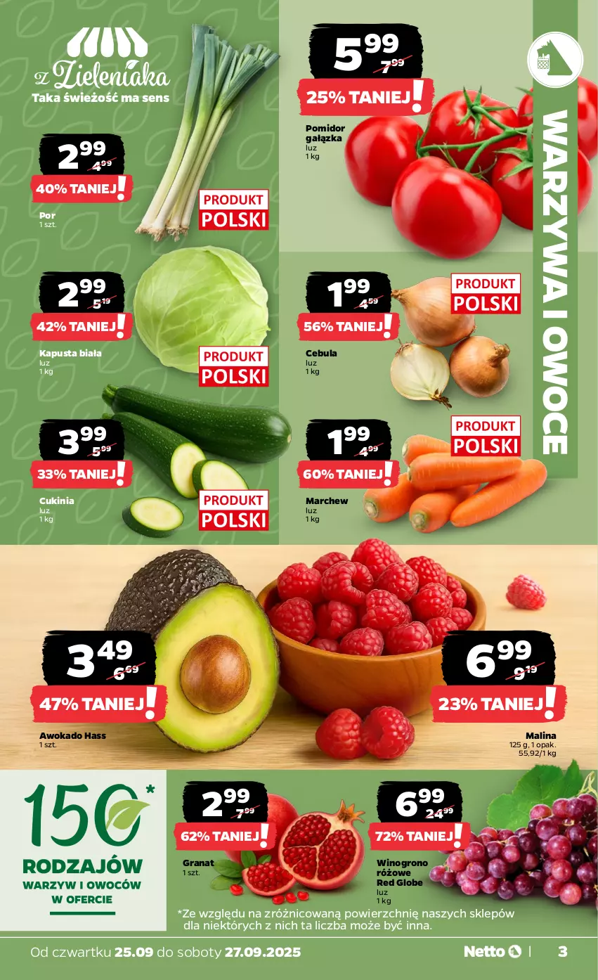 Gazetka promocyjna Netto - Od Czwartku - ważna 25.09 do 27.09.2025 - strona 3 - produkty: Cebula, Gra, Granat, Owoce, Por, Warzywa, Warzywa i owoce, Wino
