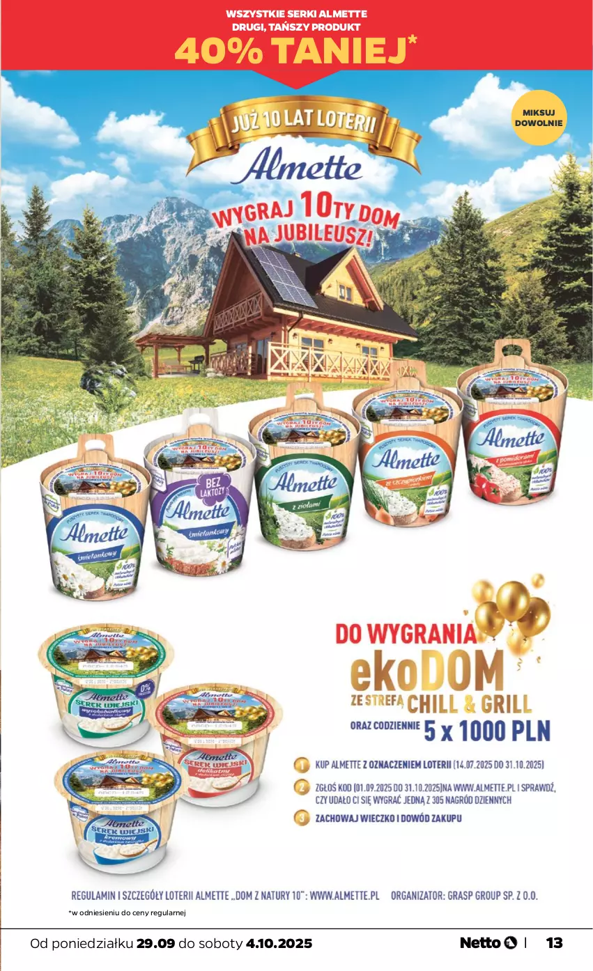 Gazetka promocyjna Netto - Od Poniedziałku - ważna 29.09 do 04.10.2025 - strona 13 - produkty: Almette, Ser