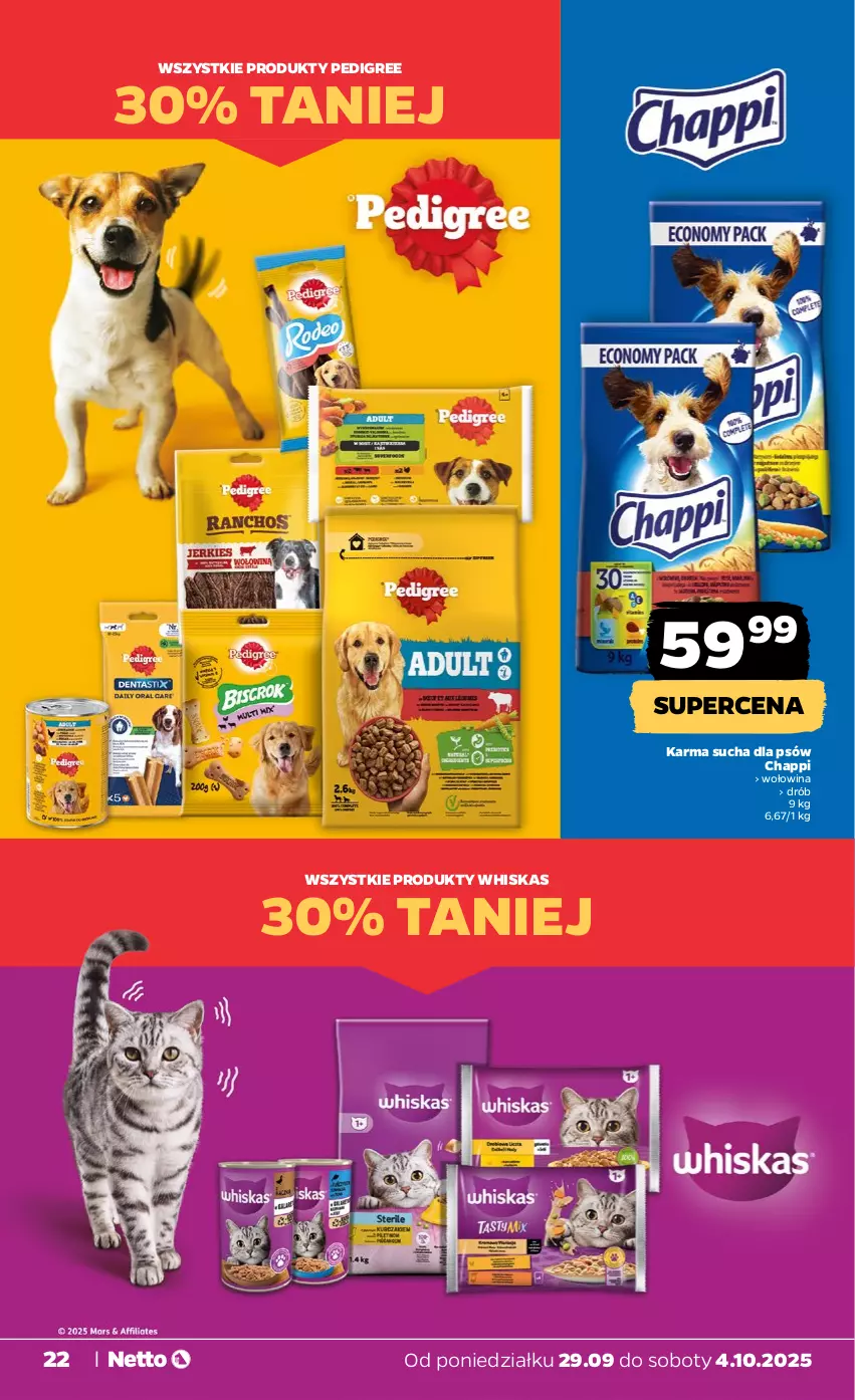 Gazetka promocyjna Netto - Od Poniedziałku - ważna 29.09 do 04.10.2025 - strona 22 - produkty: Chappi, Drób, Pedigree, Whiskas, Wołowina