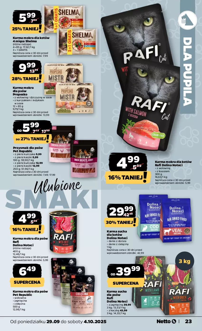 Gazetka promocyjna Netto - Od Poniedziałku - ważna 29.09 do 04.10.2025 - strona 23 - produkty: Dorsz, Gra, Karma mokra dla kotów, Kurczak, Sos, Wołowina