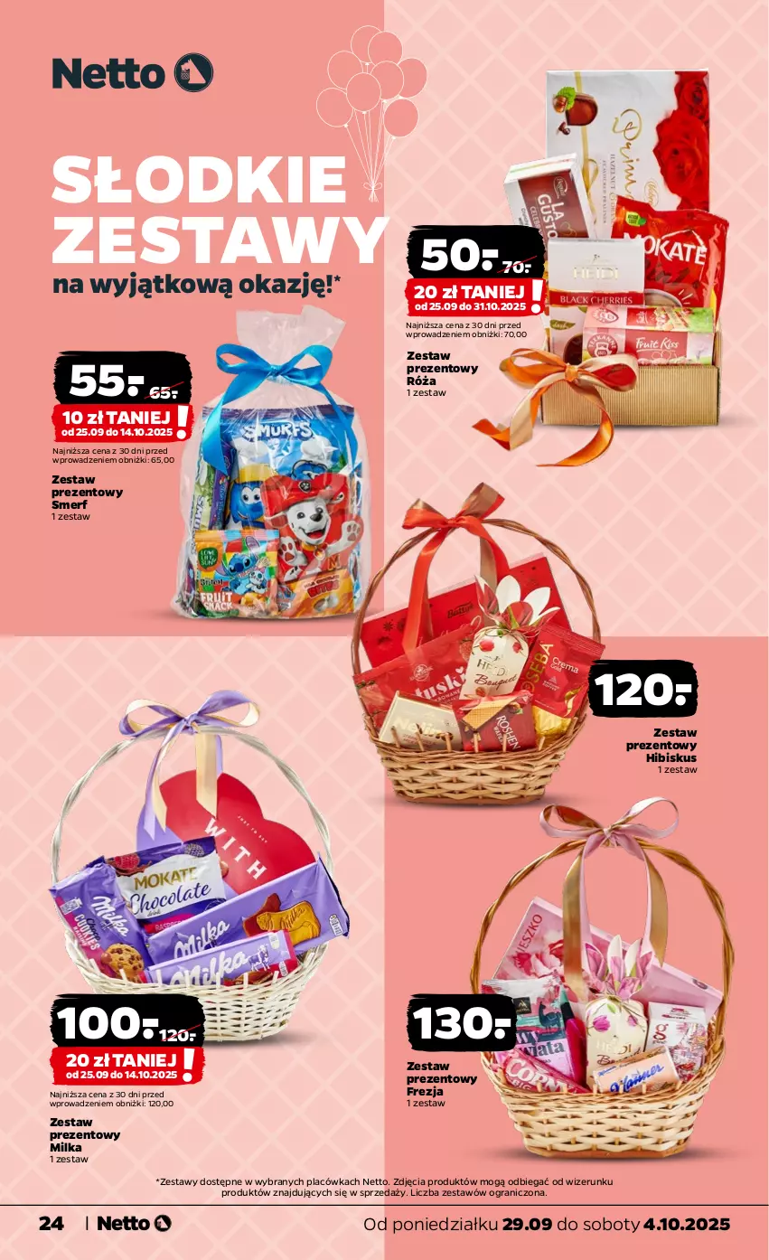 Gazetka promocyjna Netto - Od Poniedziałku - ważna 29.09 do 04.10.2025 - strona 24 - produkty: Gra, Hibiskus, Milka, Róża, Zestaw prezentowy