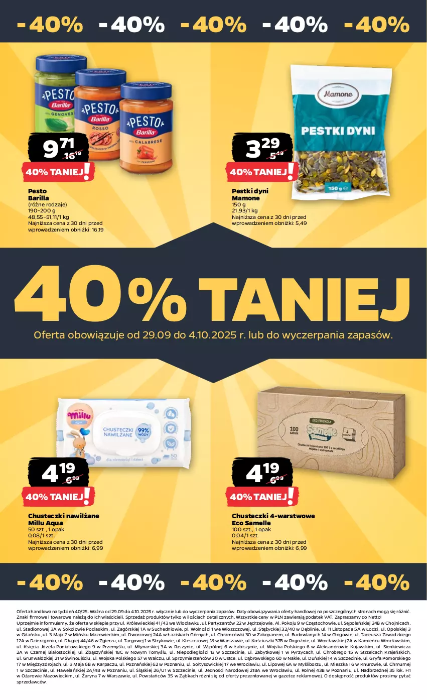 Gazetka promocyjna Netto - Od Poniedziałku - ważna 29.09 do 04.10.2025 - strona 25 - produkty: Barilla, Chusteczki, Fa, Gry, Karp, Kujawski, Pestki dyni, Pesto, Podlaski, Sok, Stock, Top, Wino