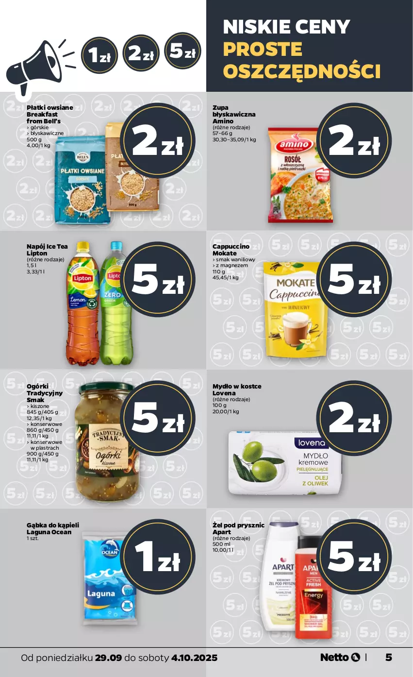 Gazetka promocyjna Netto - Od Poniedziałku - ważna 29.09 do 04.10.2025 - strona 5 - produkty: Bell, Cappuccino, Fa, Ice tea, Lipton, Magnez, Mydło, Napój, Ser, Zupa