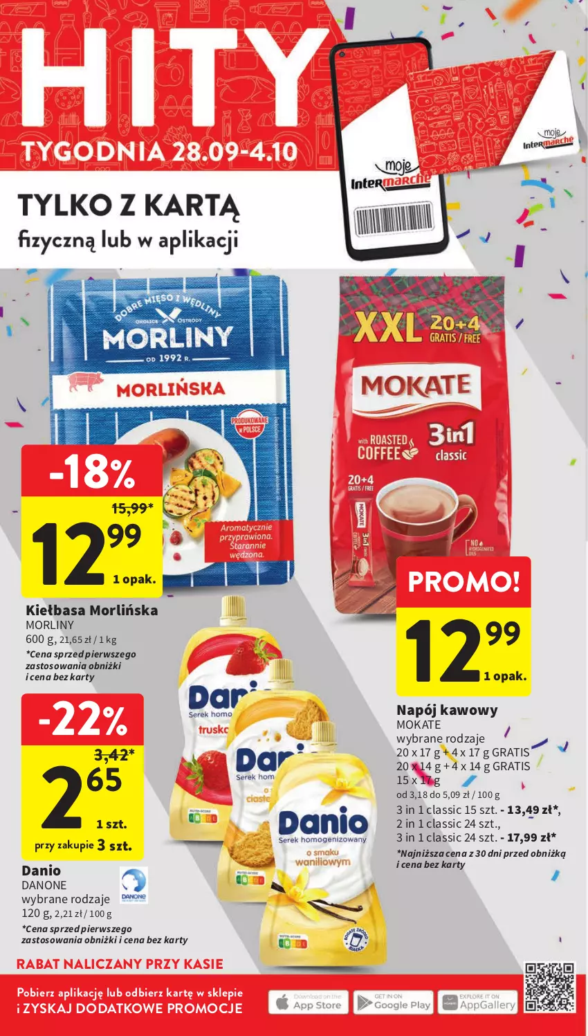 Gazetka promocyjna Intermarche - Gazetka Intermarche - ważna 28.09 do 04.10.2023 - strona 10 - produkty: Danio, Danone, Gra, Kiełbasa, Morliny, Napój