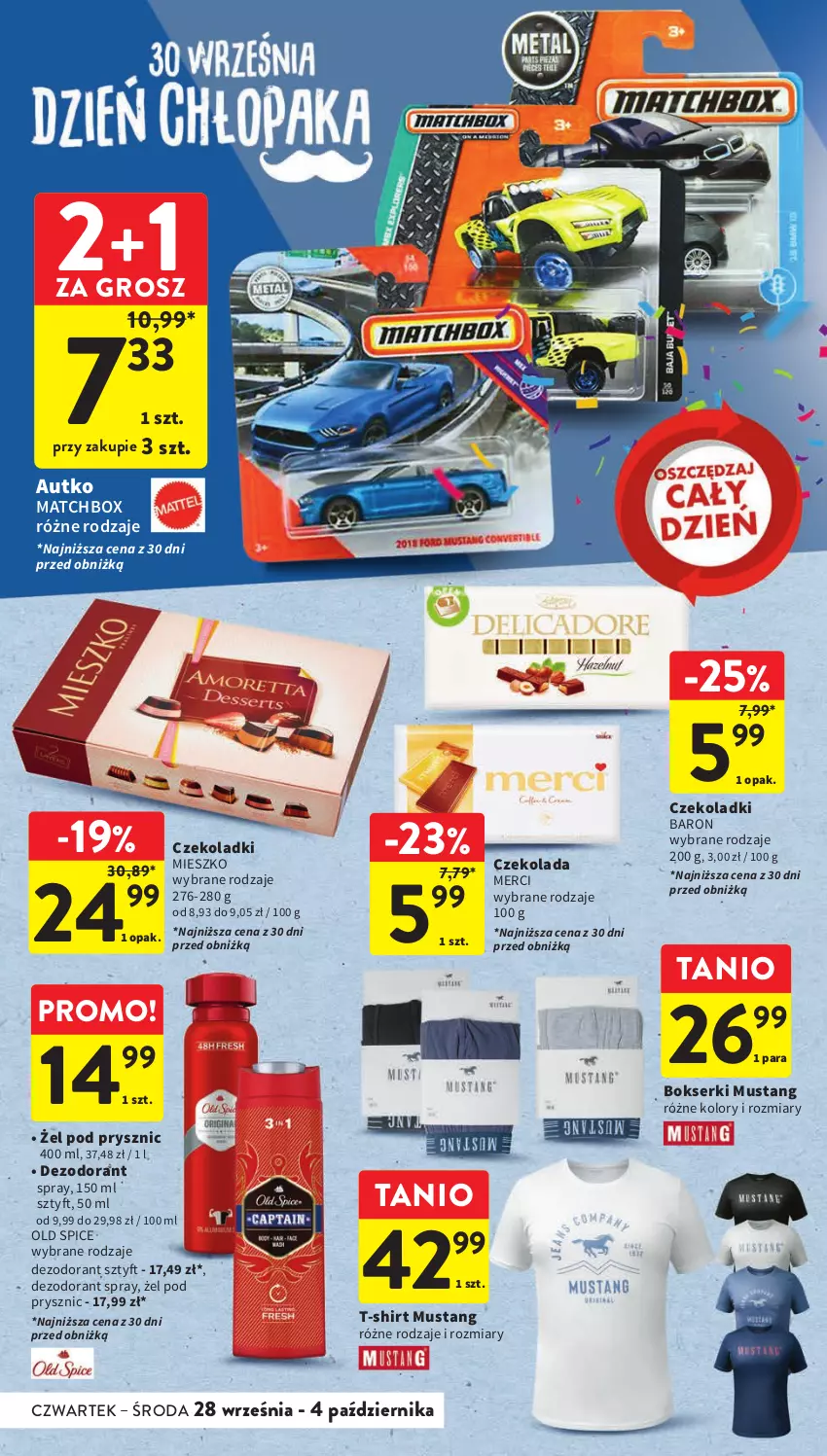 Gazetka promocyjna Intermarche - Gazetka Intermarche - ważna 28.09 do 04.10.2023 - strona 13 - produkty: Bokserki, Czekolada, Dezodorant, Merci, Mus, Old Spice, Ser, T-shirt