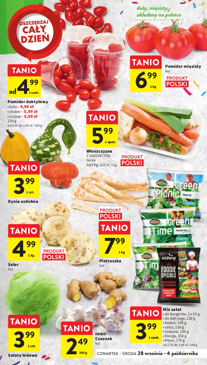 Gazetka promocyjna Intermarche - Gazetka Intermarche - ważna 28.09 do 04.10.2023 - strona 19 - produkty: Burger, Czosnek, Imbir, Pietruszka, Sałat, Sałata lodowa, Salsa