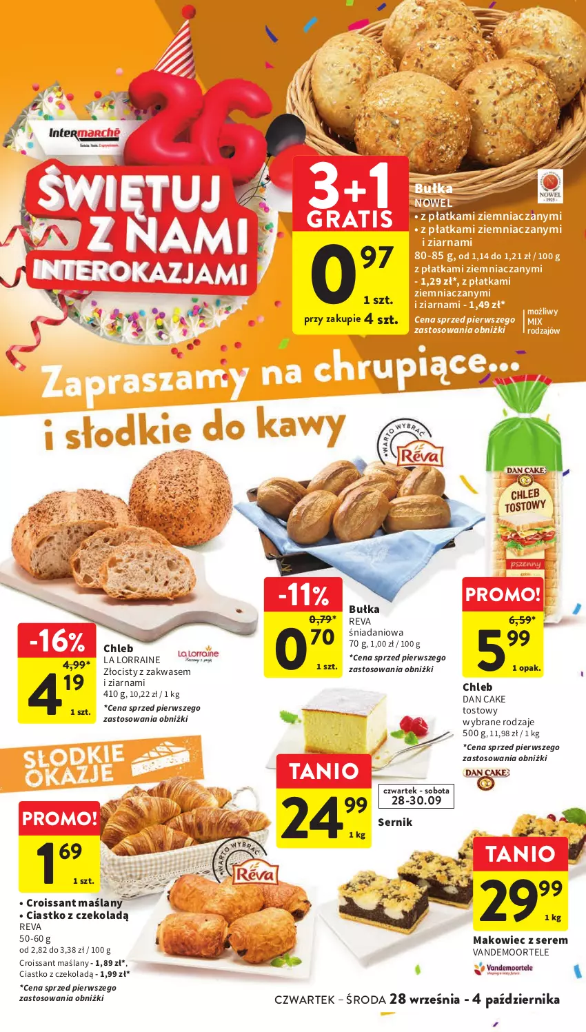 Gazetka promocyjna Intermarche - Gazetka Intermarche - ważna 28.09 do 04.10.2023 - strona 31 - produkty: Bułka, Chleb, Croissant, Dan Cake, Danio, Gra, Makowiec, Ser