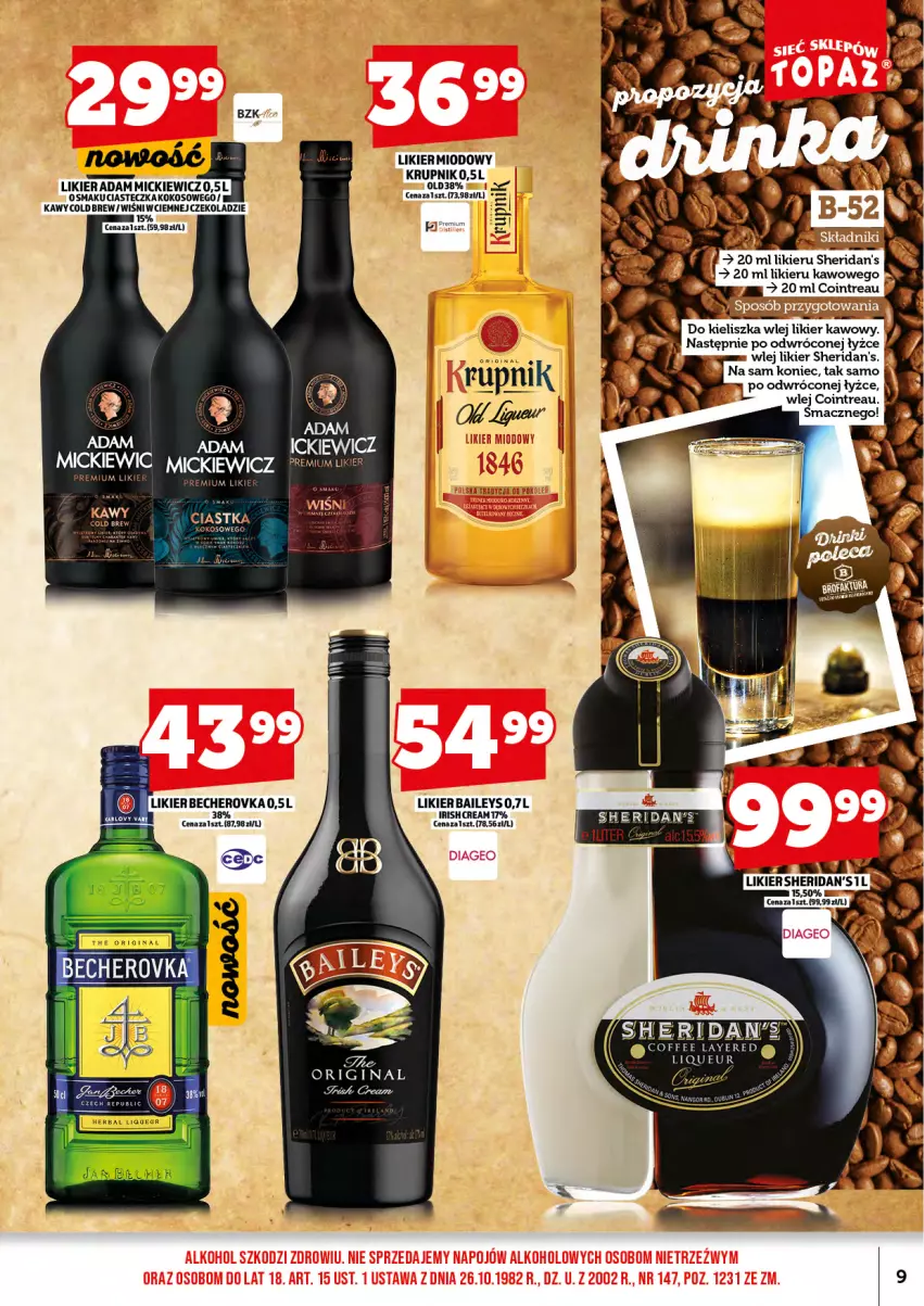 Gazetka promocyjna Topaz - Gazetka - ważna 01.07 do 16.07.2025 - strona 11 - produkty: Ciastka, Fa, Gin, Kokos, Krupnik, Likier, Sheridan's