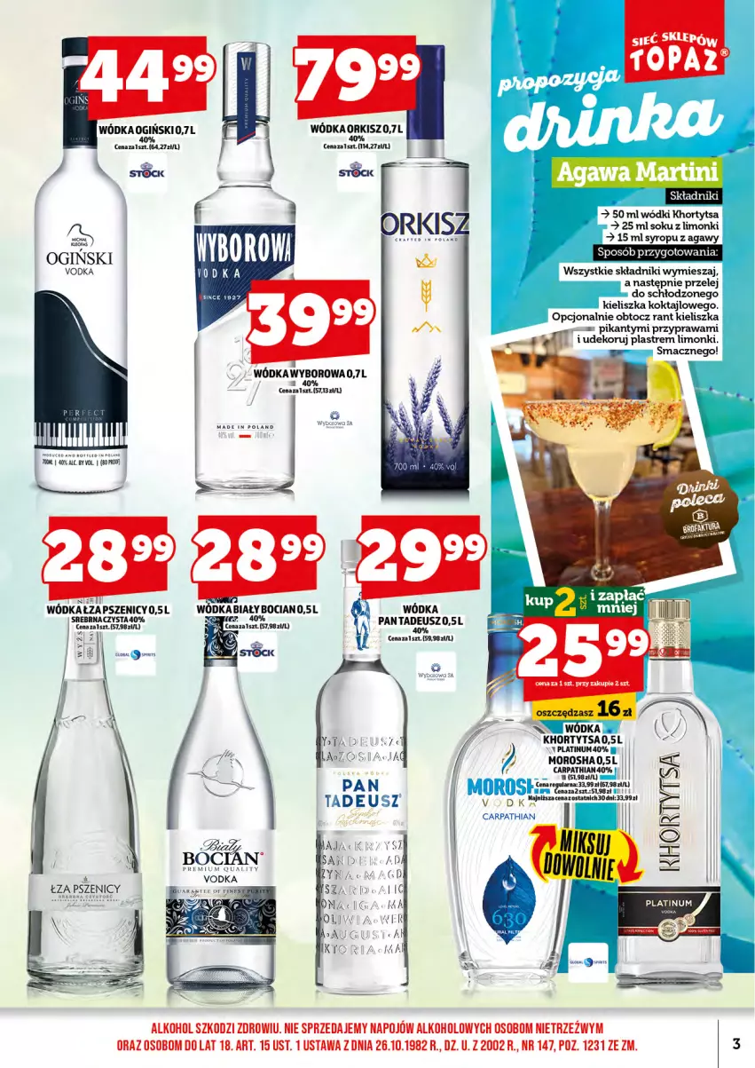 Gazetka promocyjna Topaz - Gazetka - ważna 01.07 do 16.07.2025 - strona 5 - produkty: Fa, Martini, Ogiński, Sok, Syrop, Wódka, Wyborowa