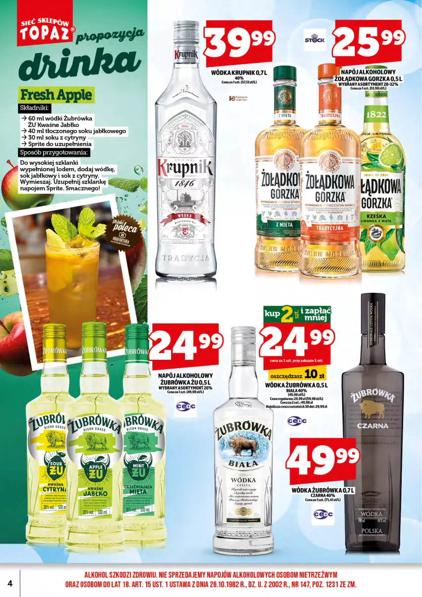 Gazetka promocyjna Topaz - Gazetka - ważna 01.07 do 16.07.2025 - strona 6 - produkty: Cytryny, Gra, Krupnik, Napój, Napoje, Sok, Sok jabłkowy, Sprite, Wódka