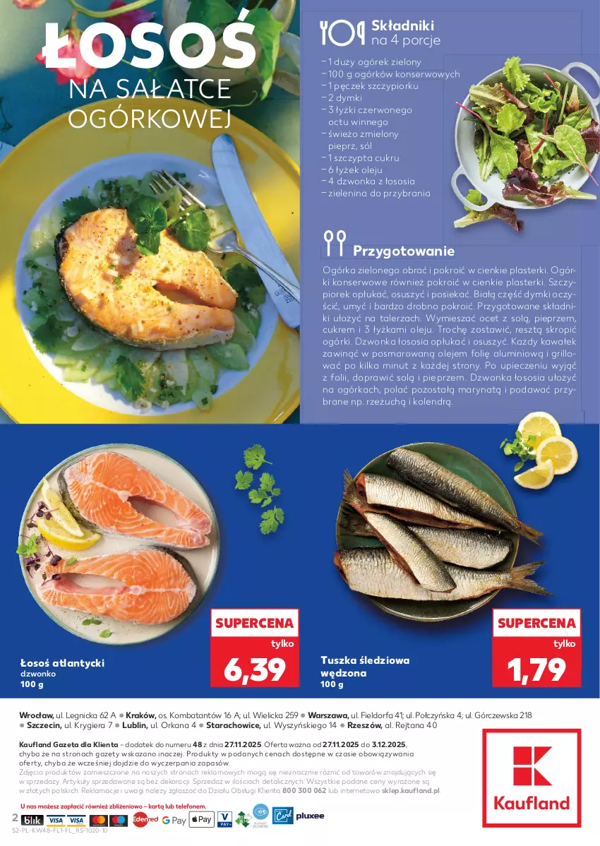 Gazetka promocyjna Kaufland - Kaufland - ważna 27.11 do 03.12.2025 - strona 2 - produkty: Fa, Grill, Kawa, Ocet, Ogórek, Ogórki konserwowe, Olej, Orka, Piec, Pieprz, Plasterki, Por, Sałat, Ser, Sól, Sos, Talerz, Tusz, Tuszka śledziowa, Tuszka śledziowa wędzona, Wagi, Wałek