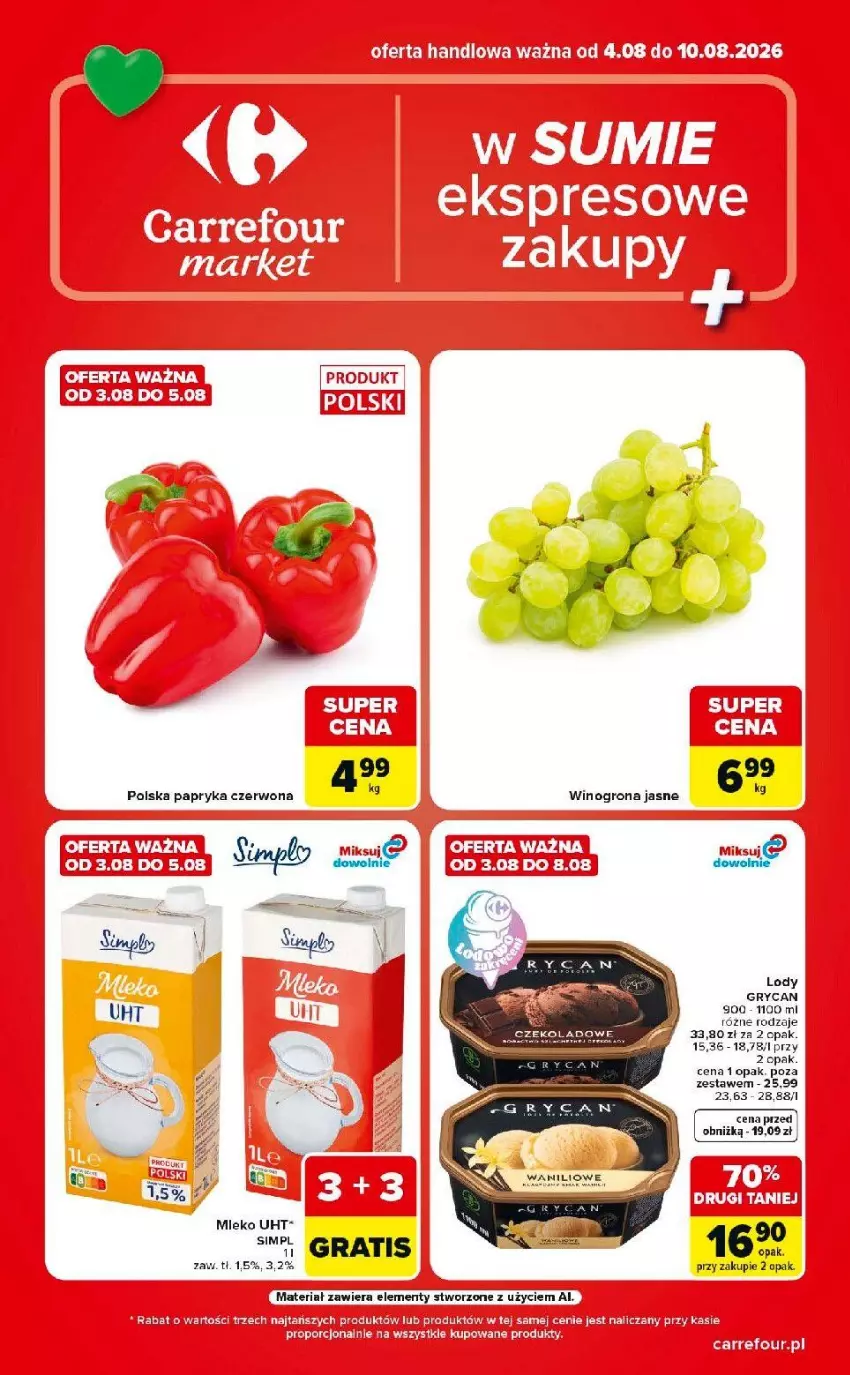 Gazetka promocyjna Carrefour - Gazetka Carrefour Market w SUMIE ekspresowe zakupy - ważna 04.07 do 10.08.2026 - strona 1 - produkty: Fa, Gra, Gry, Lody, Mleko, Por