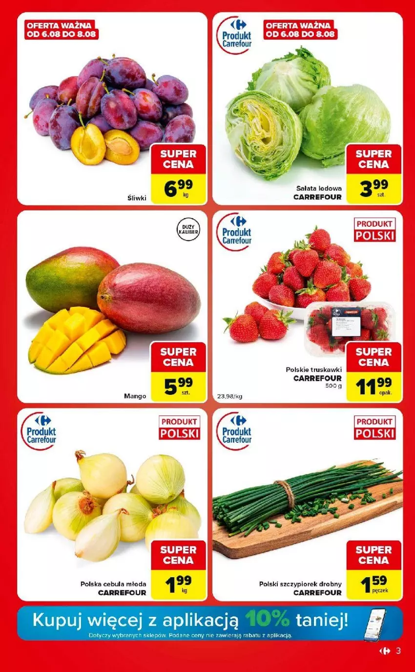 Gazetka promocyjna Carrefour - Gazetka Carrefour Market w SUMIE ekspresowe zakupy - ważna 04.07 do 10.08.2026 - strona 3 - produkty: Cebula, Mango, Sałat, Sałata lodowa, Truskawki