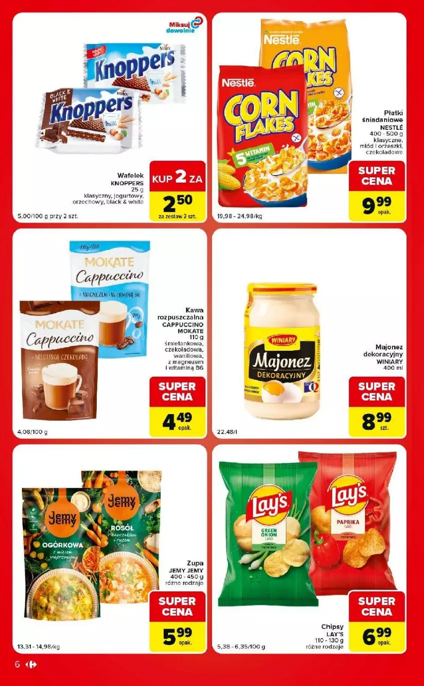 Gazetka promocyjna Carrefour - Gazetka Carrefour Market w SUMIE ekspresowe zakupy - ważna 04.07 do 10.08.2026 - strona 6 - produkty: Cappuccino, Chipsy, Danio, Kawa, Kawa rozpuszczalna, Knoppers, Lack, Majonez, Orzeszki, Wafelek, Winiary, Zupa