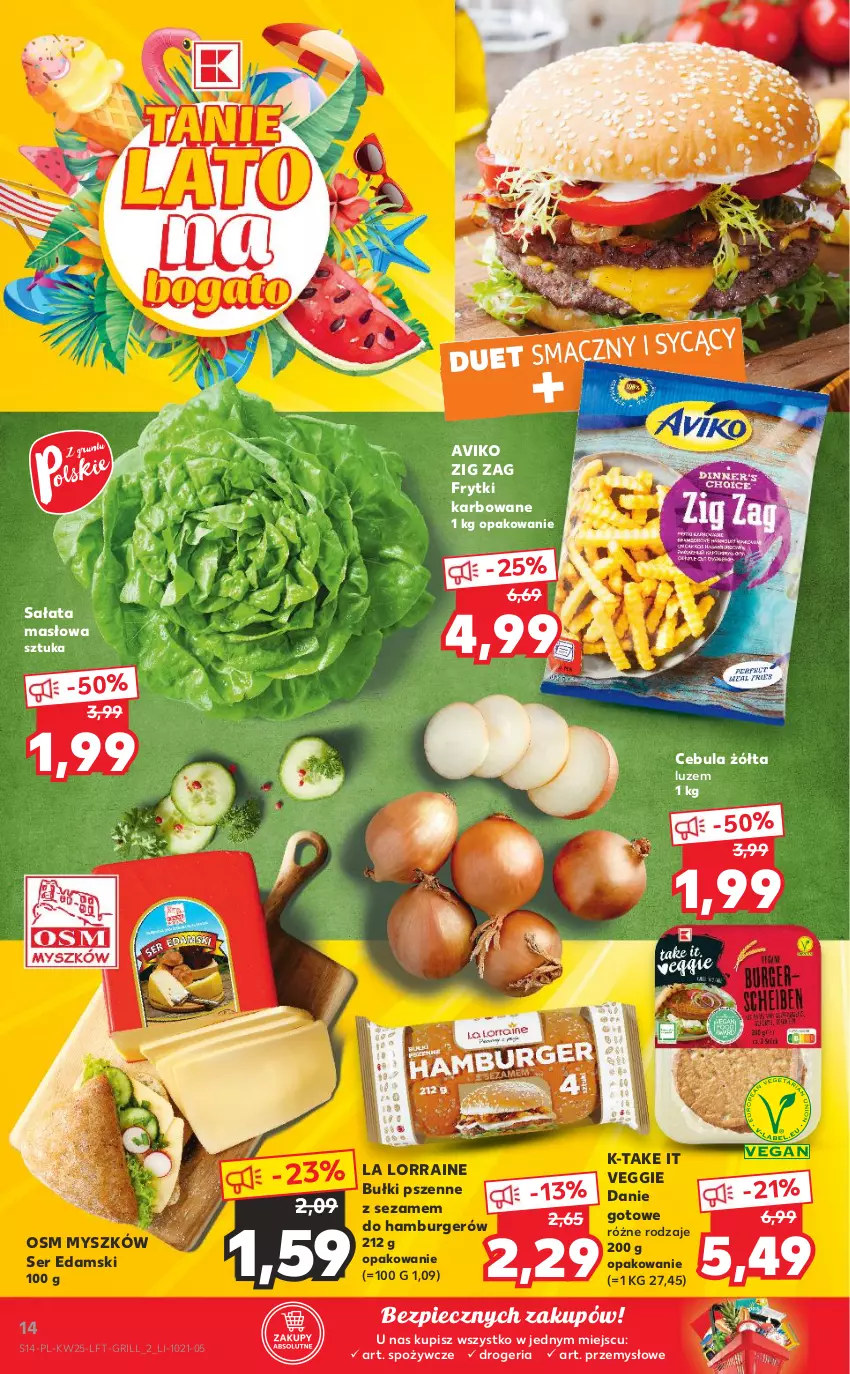 Gazetka promocyjna Kaufland - OFERTA TYGODNIA - ważna 24.06 do 30.06.2021 - strona 14 - produkty: Burger, Cebula, Danie gotowe, Edam, Frytki, Grill, Hamburger, Masło, Mysz, Piec, Sałat, Sałata masłowa, Ser, Sezam