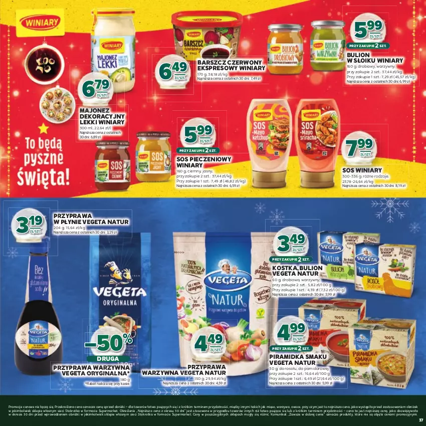 Gazetka promocyjna Stokrotka - Katalog Boże Narodzenie! - ważna 11.12 do 29.12.2025 - strona 37 - produkty: Bulion, Gin, Lion, Majonez, Mięso, Owoce, Piec, Piramidka smaku, Przyprawa w płynie, Sos, Sos pieczeniowy, Vegeta, Vegeta Natur, Warzywa, Winiary