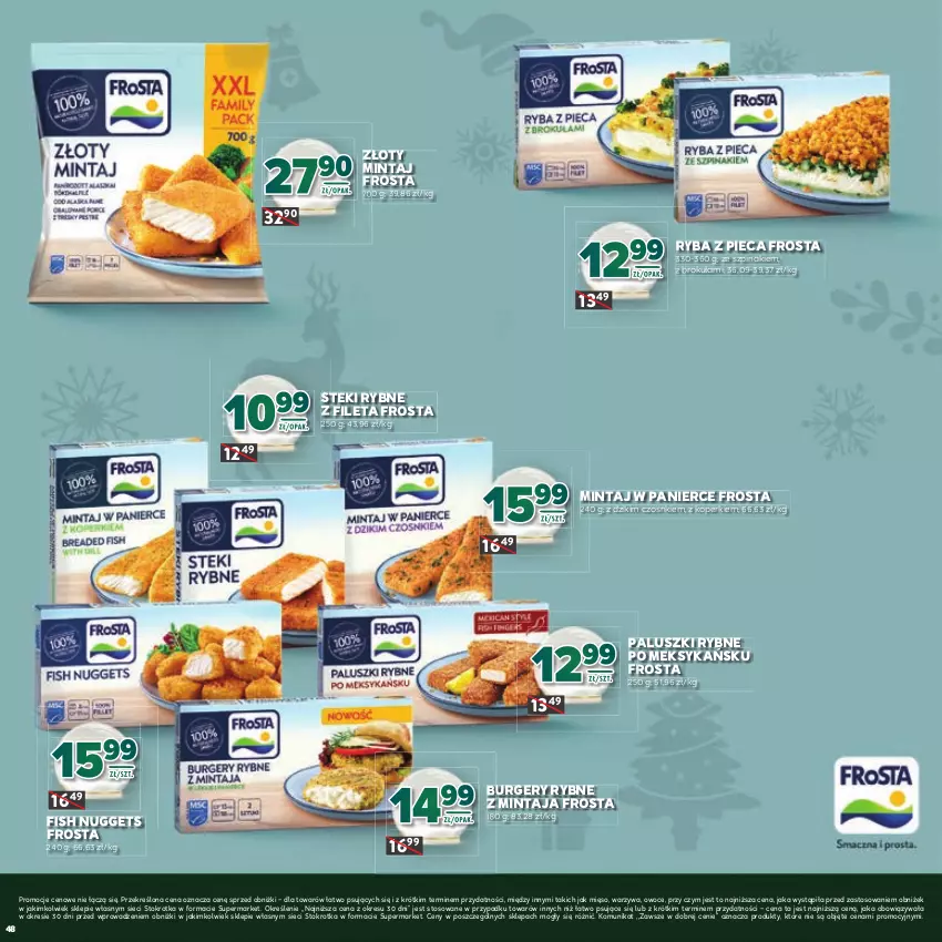 Gazetka promocyjna Stokrotka - Katalog Boże Narodzenie! - ważna 11.12 do 29.12.2025 - strona 48 - produkty: Burger, Frosta, Mięso, Mintaj, Owoce, Paluszki rybne, Piec, Ryba, Stek, Szpinak, Warzywa