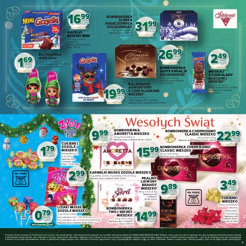 Gazetka promocyjna Stokrotka - Katalog Boże Narodzenie! - ważna 11.12 do 29.12.2025 - strona 7 - produkty: Brandy, Cukier, Cukierki, Goplana, Grześki, Kalendarz, Kalendarz adwentowy, Klej, Kret, LANA, Lizaki, Mięso, Mus, Owoce, Praliny, Warzywa