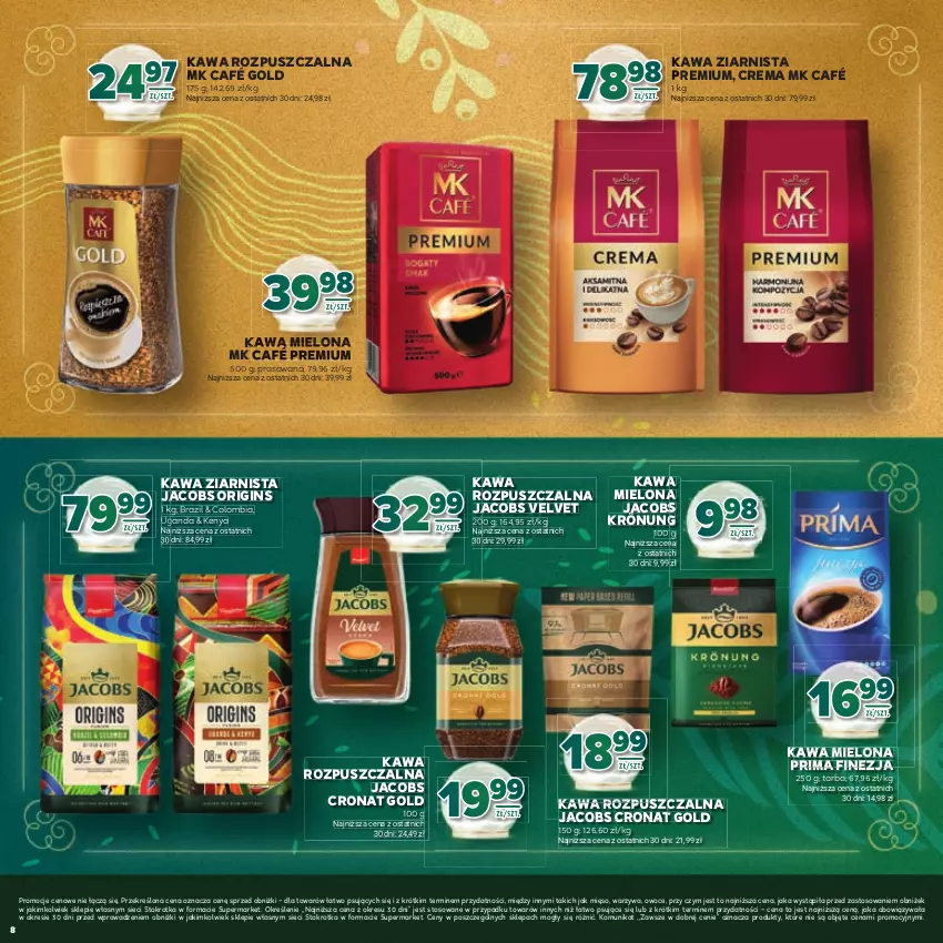 Gazetka promocyjna Stokrotka - Katalog Boże Narodzenie! - ważna 11.12 do 29.12.2025 - strona 8 - produkty: Gin, Jacobs, Jacobs Krönung, Jacobs Velvet, Kawa, Kawa mielona, Kawa rozpuszczalna, Kawa ziarnista, Mięso, Owoce, Prima, Torba, Velvet, Warzywa