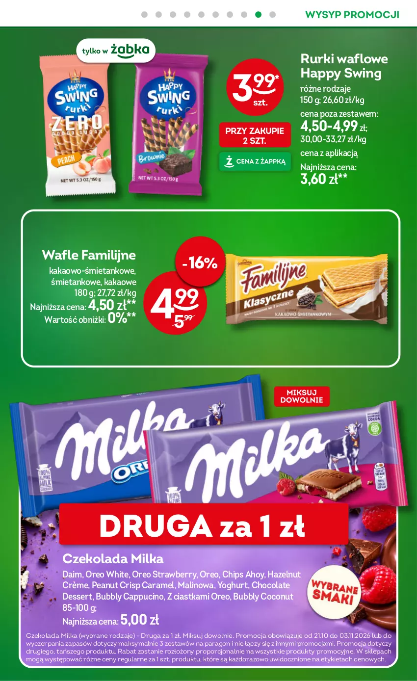 Gazetka promocyjna Żabka - gazetka-promocyjna-43-44-2026 - ważna 21.10 do 03.11.2026 - strona 28 - produkty: Ciastka, Czekolada, Fa, Kakao, Milka, Oreo, Por, Rurki, Ser, Wafle