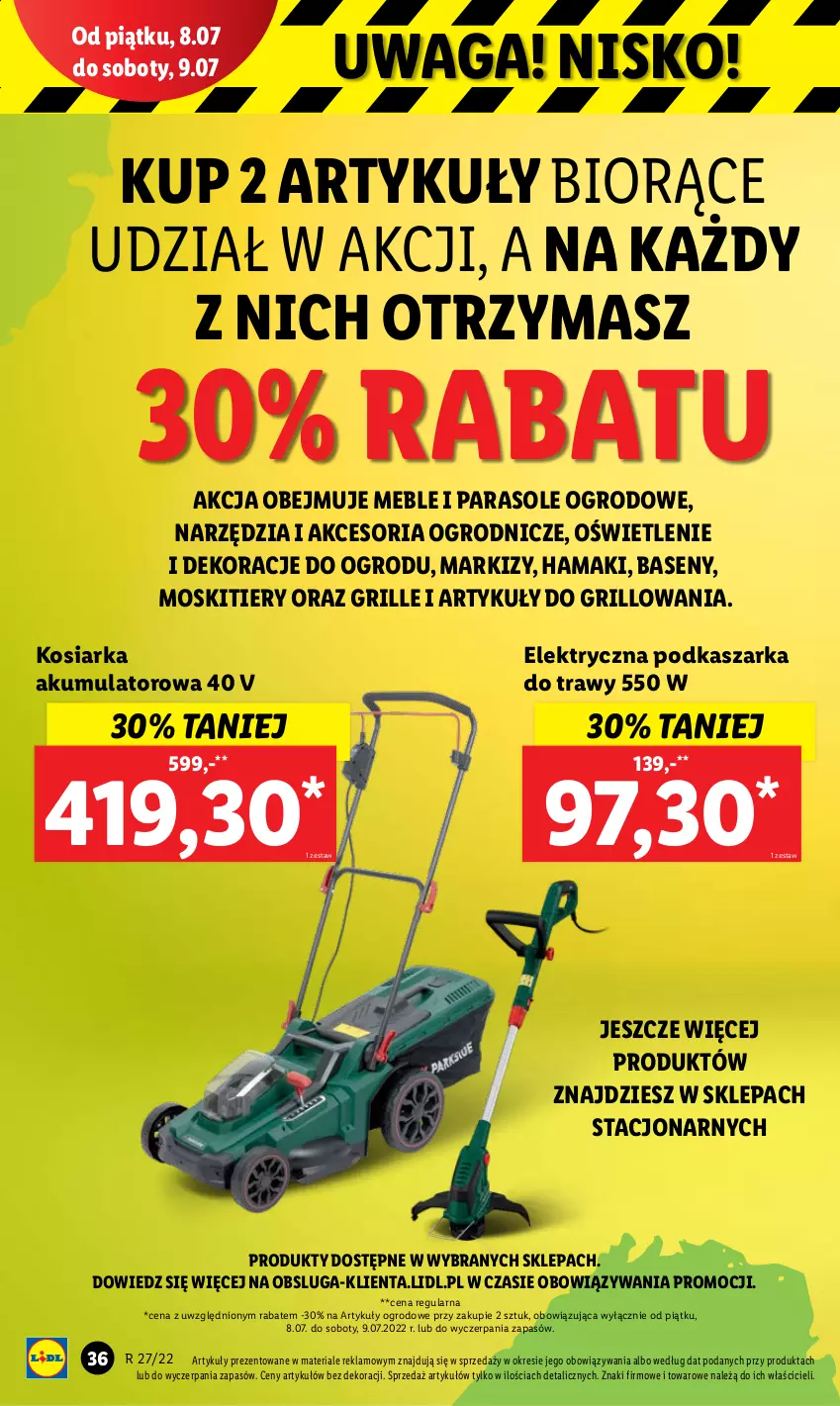 Gazetka promocyjna Lidl - GAZETKA - ważna 04.07 do 09.07.2022 - strona 42 - produkty: Akumulator, Grill, Hama, Kasza, Kosiarka, Meble, Parasol, Waga