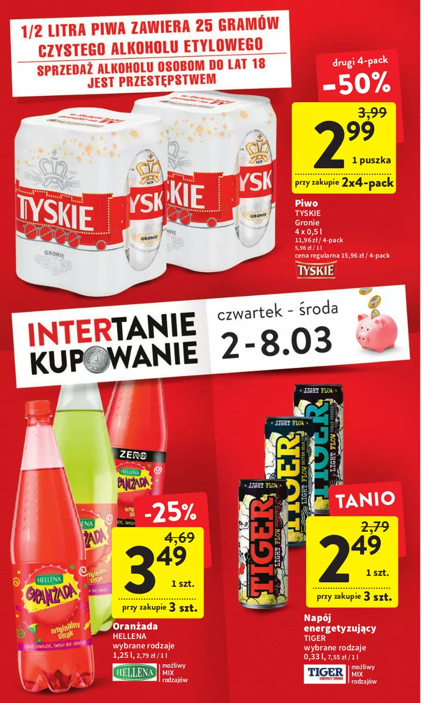 Gazetka promocyjna Intermarche - Gazetka Intermarche - ważna 02.03 do 08.03.2023 - strona 10 - produkty: Hellena, Napój, Oranżada, Piwo, Tiger, Tyskie