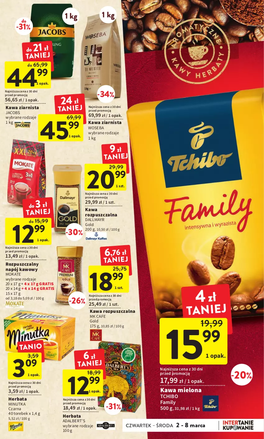 Gazetka promocyjna Intermarche - Gazetka Intermarche - ważna 02.03 do 08.03.2023 - strona 27 - produkty: Dallmayr, Fa, Gra, Herbata, Jacobs, Kawa, Kawa mielona, Kawa rozpuszczalna, Kawa ziarnista, Napój, Tchibo, Tchibo Family, Woseba