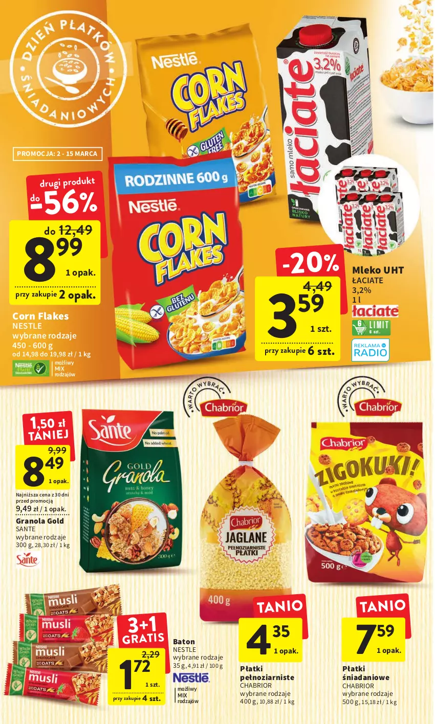 Gazetka promocyjna Intermarche - Gazetka Intermarche - ważna 02.03 do 08.03.2023 - strona 30 - produkty: Baton, Chabrior, Corn flakes, Danio, Gra, Granola, Mleko, Sante