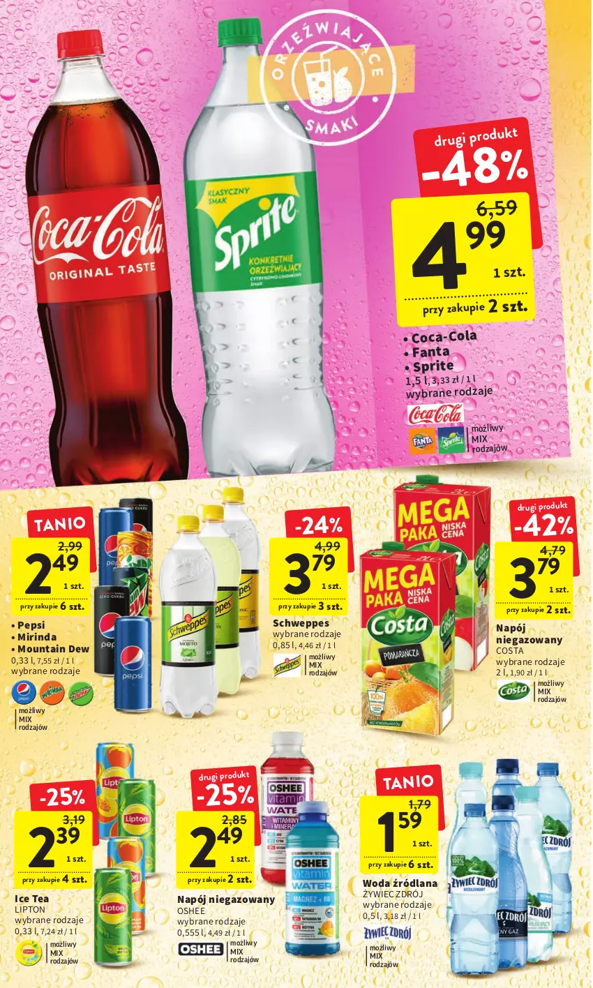 Gazetka promocyjna Intermarche - Gazetka Intermarche - ważna 02.03 do 08.03.2023 - strona 32 - produkty: Coca-Cola, Fa, Fanta, Ice tea, LANA, Lipton, Mirinda, Napój, Napój niegazowany, Oshee, Pepsi, Schweppes, Sprite, Woda