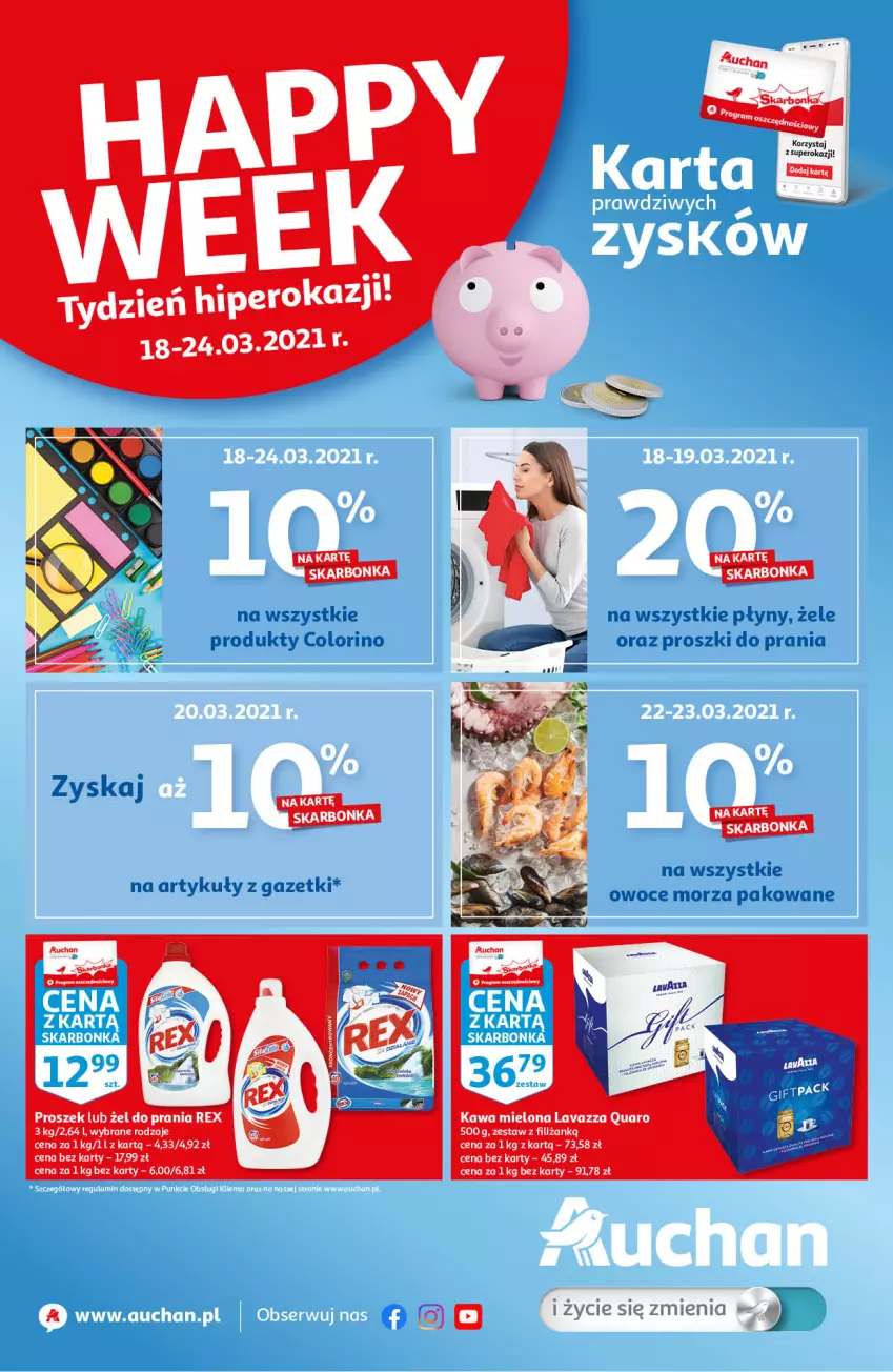 Gazetka promocyjna Auchan - Skarbonka #11 - ważna 18.03 do 24.03.2021 - strona 1 - produkty: Kawa, Kawa mielona, Lavazza