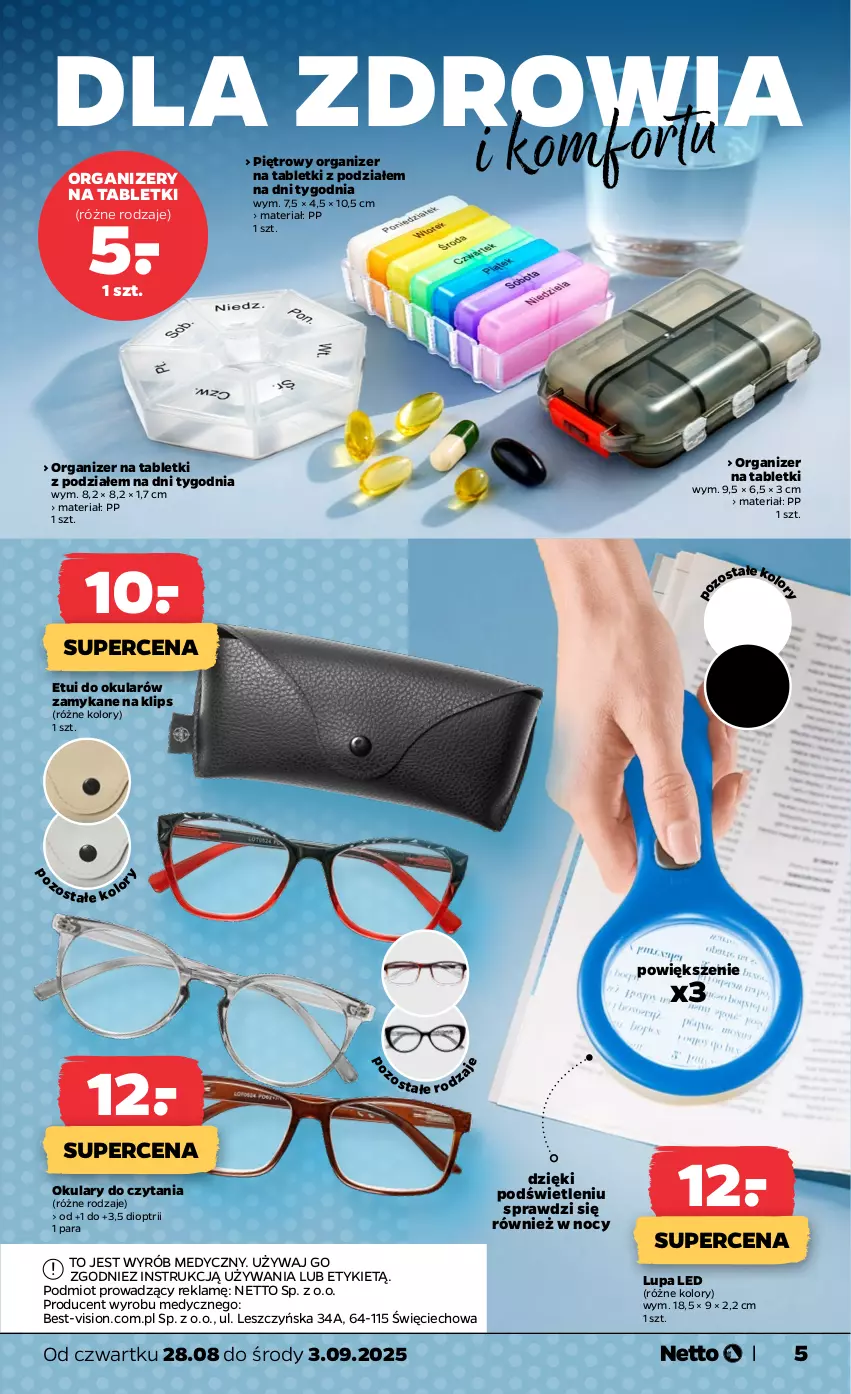 Gazetka promocyjna Netto - Od Czwartku Przemysłowa - ważna 28.08 do 03.09.2025 - strona 5 - produkty: Okulary do czytania, Organizer, Tablet