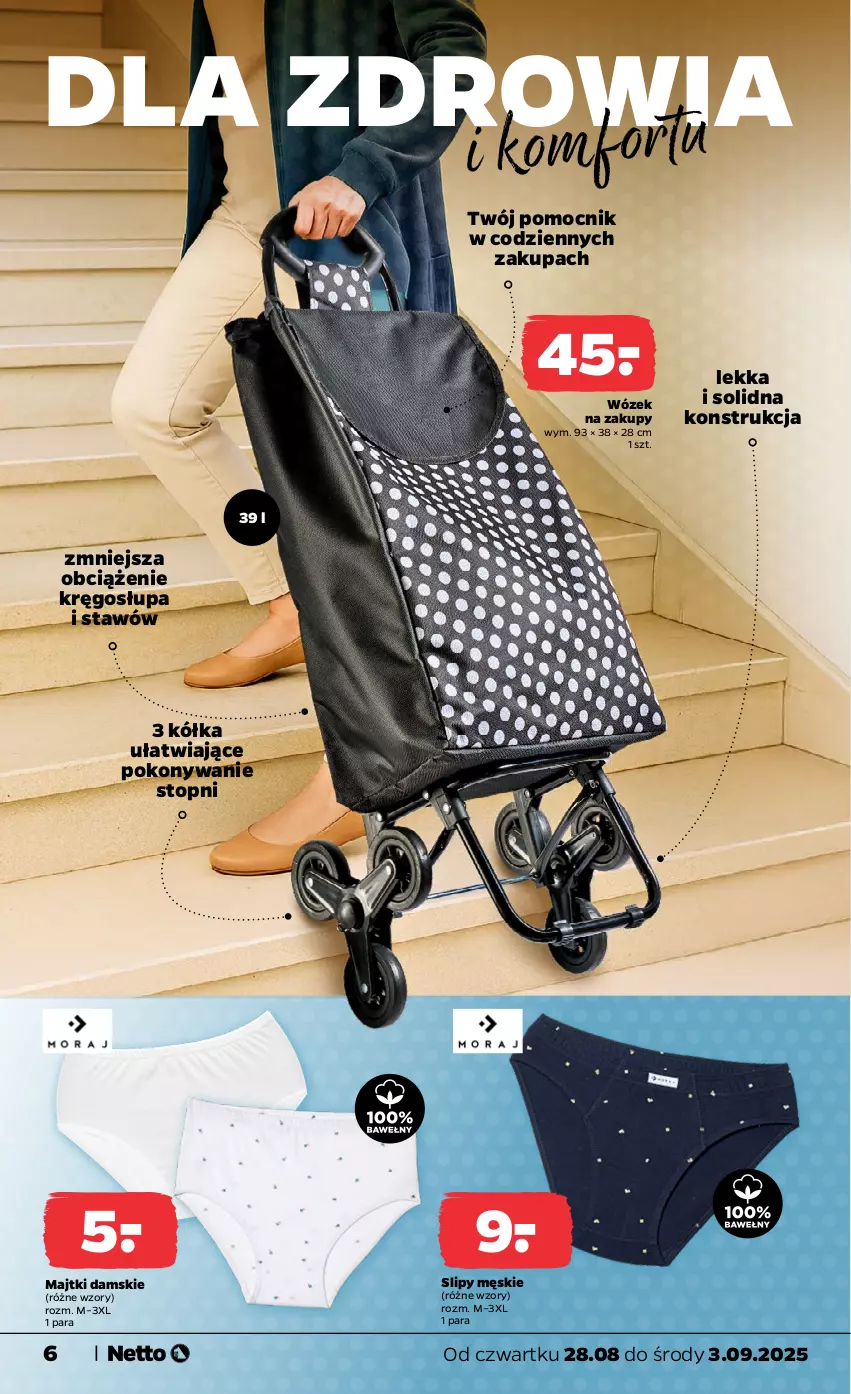 Gazetka promocyjna Netto - Od Czwartku Przemysłowa - ważna 28.08 do 03.09.2025 - strona 6 - produkty: Majtki, Slipy, Top, Wózek, Wózek na zakupy