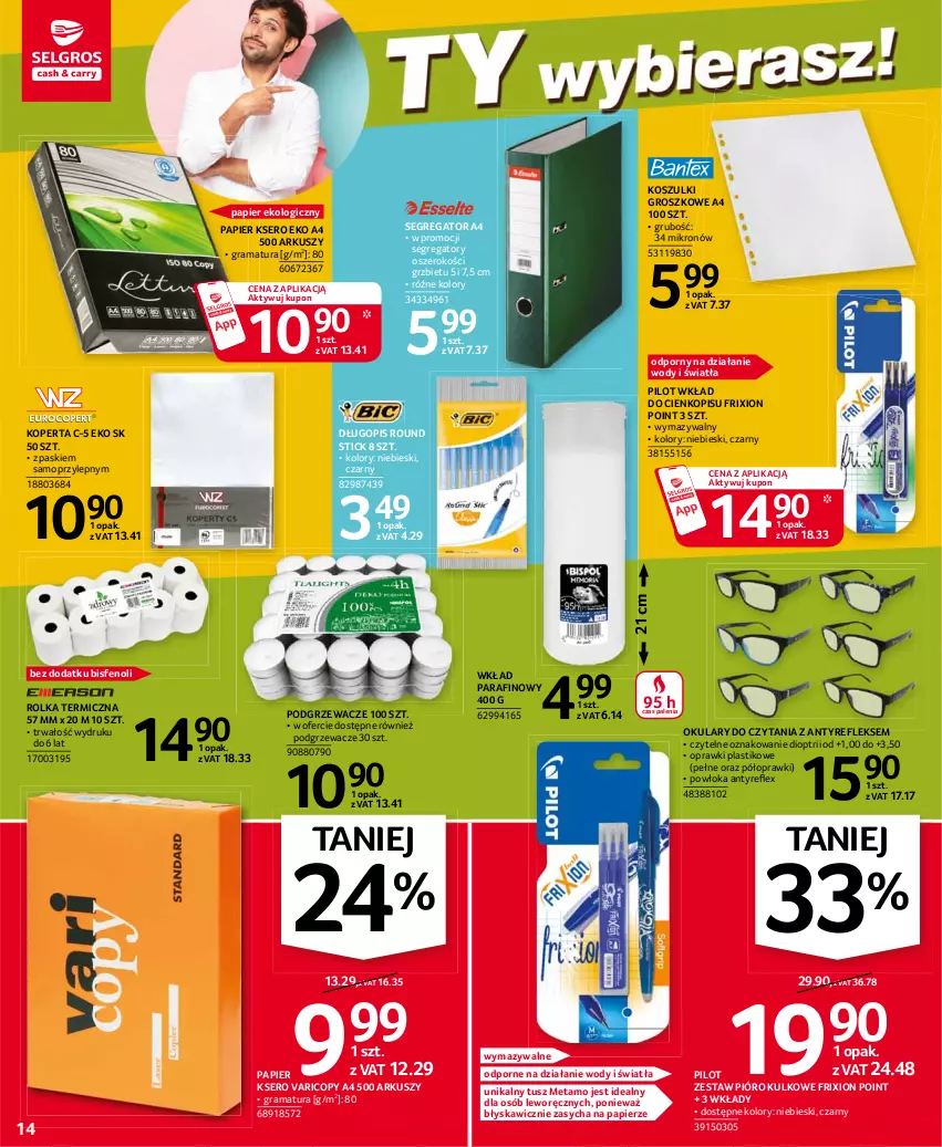 Gazetka promocyjna Selgros - Oferta przemysłowa - ważna 13.05 do 26.05.2021 - strona 14 - produkty: Długopis, Gra, Kosz, Mop, Okulary do czytania, Papier, Podgrzewacze, Por, Rama, Ser, Tusz