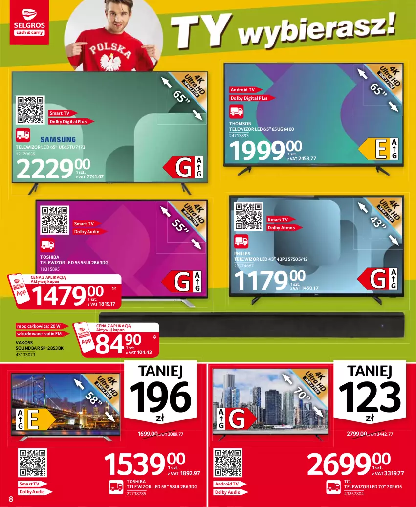 Gazetka promocyjna Selgros - Oferta przemysłowa - ważna 13.05 do 26.05.2021 - strona 8 - produkty: Android TV, Philips, Smart tv, Soundbar, Telewizor, Thomson, Toshiba